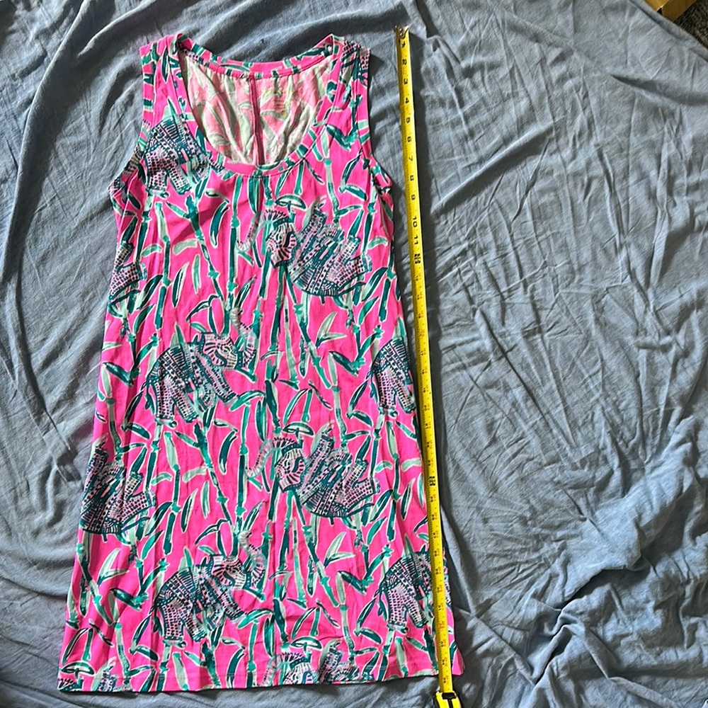 Lilly Pulitzer Vibrant Pink and Green Sleeveless Dress elephant print